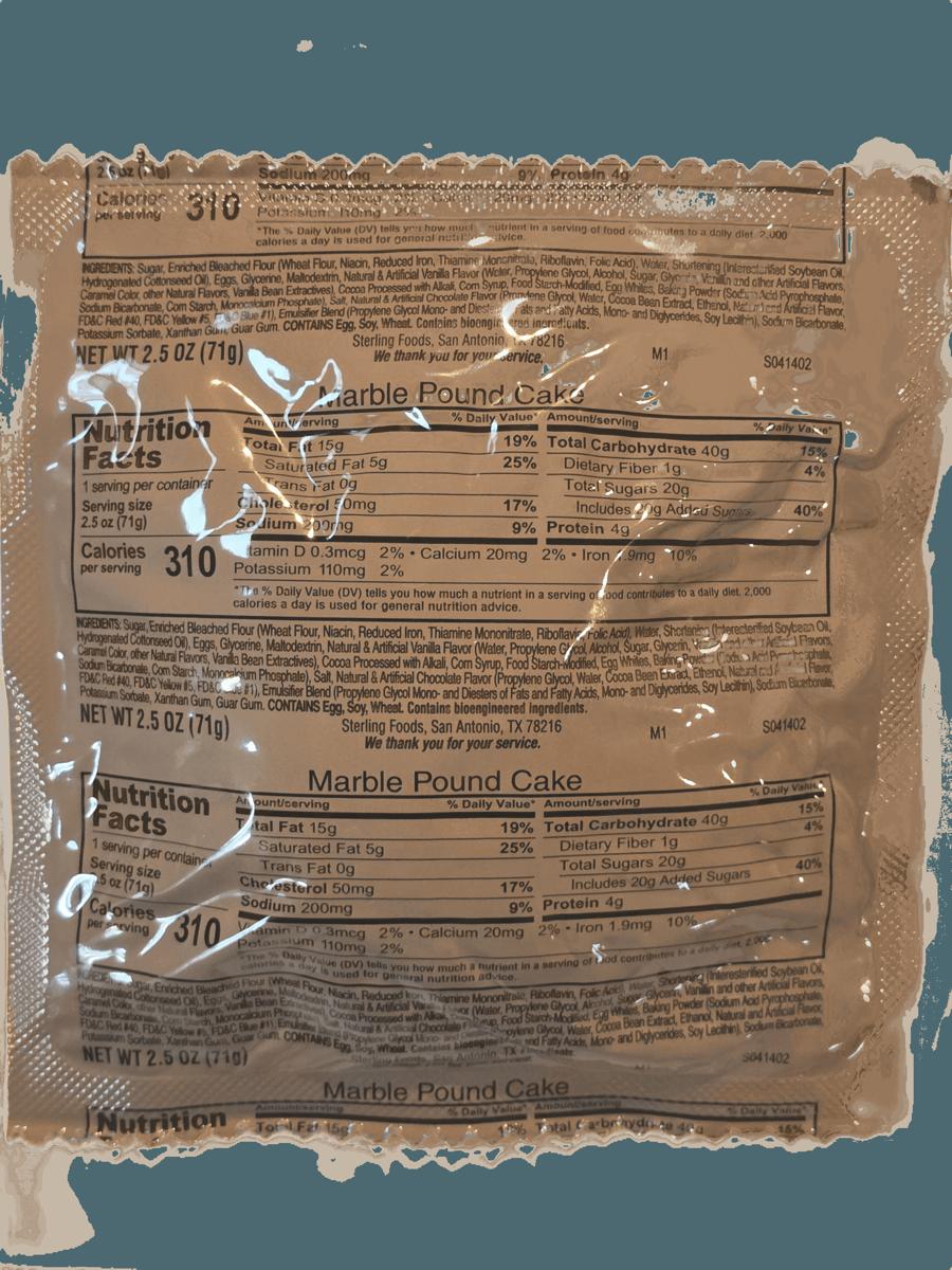 6 pack MRE Desserts (Marble Pound Cake)